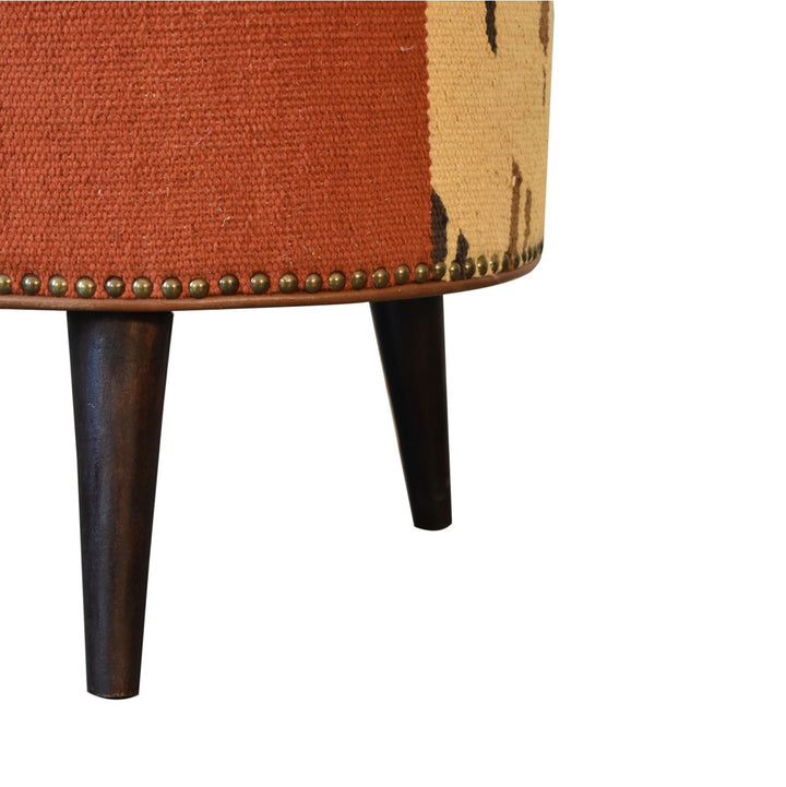Durrie &amp; Leather Mixed Footstool for wholesale