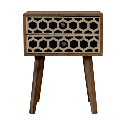 bone inlay scandinavian style bedside