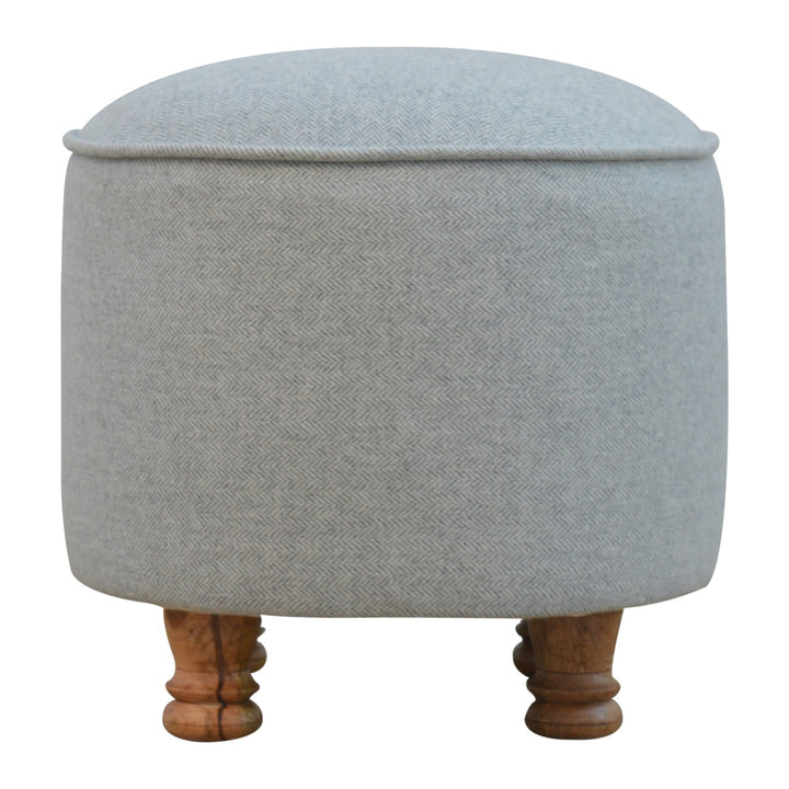 Light Grey Tweed Oval Footstool for reselling