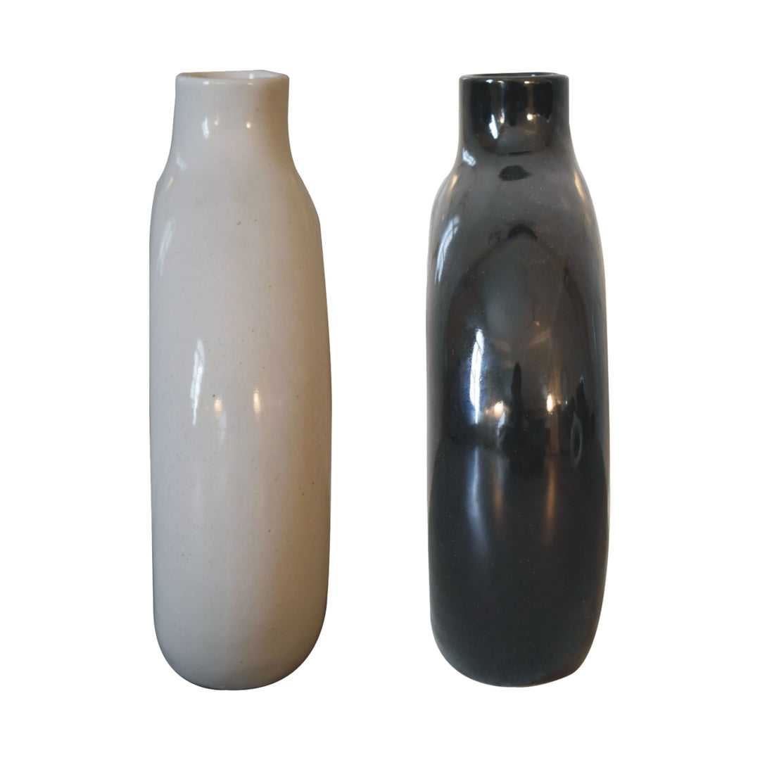 Black &amp; White Gloss Flower Vase-5