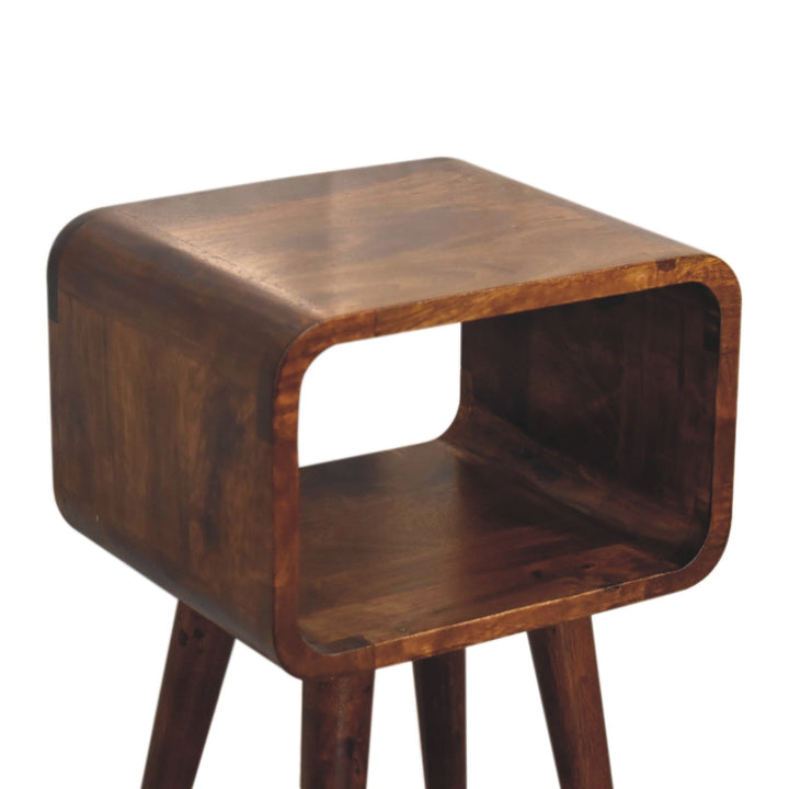 Mini Chestnut Curved Open Bedside for resell