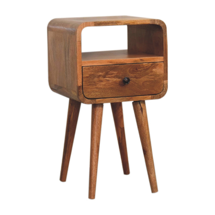 wholesale Mini Oak-ish Curved Bedside with Open Slot for resale