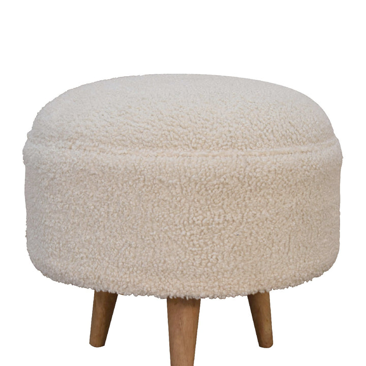 wholesale IN3436 - Boucle Cream Rounded Footstool for resale