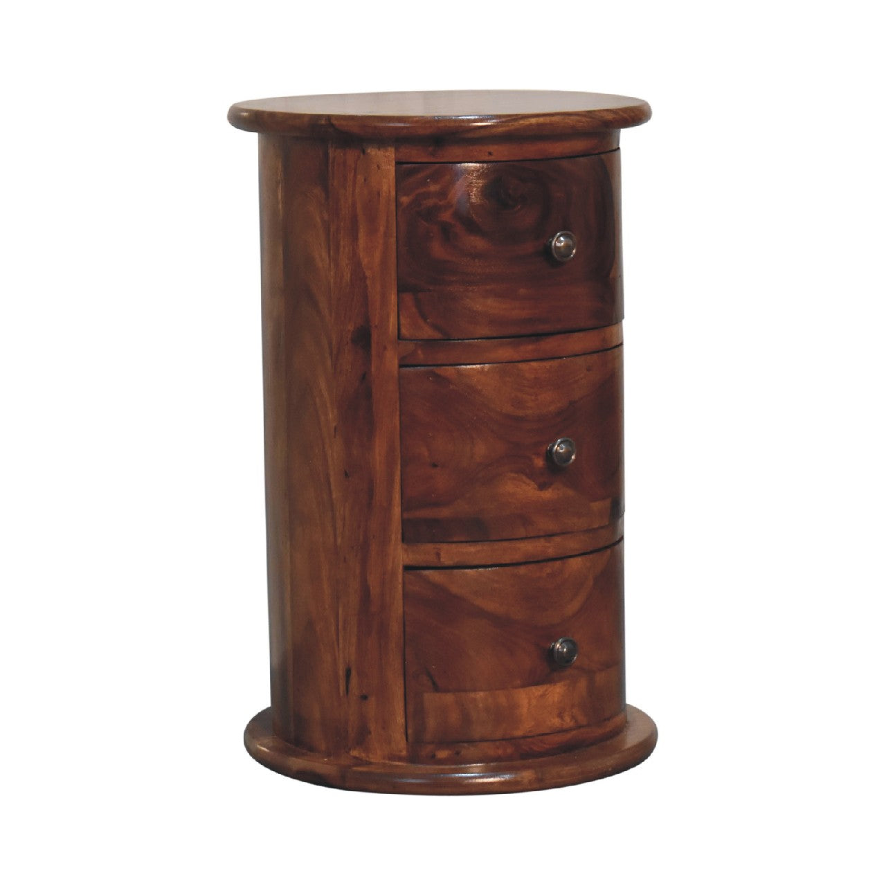 3 Drawer Chestnut Sheesham Drum-1