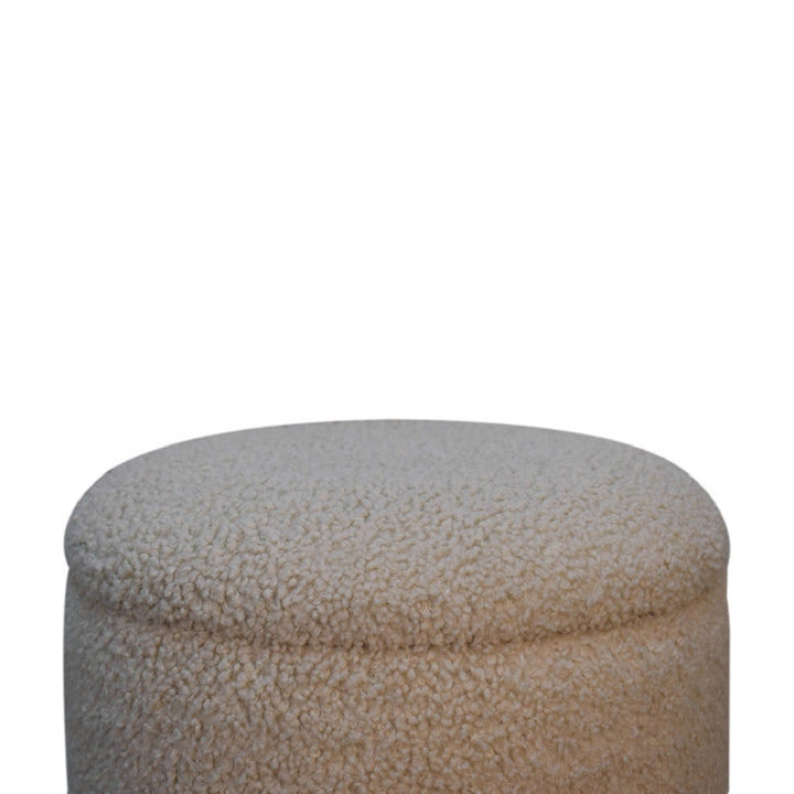Cream Boucle Storage Footstool for reselling