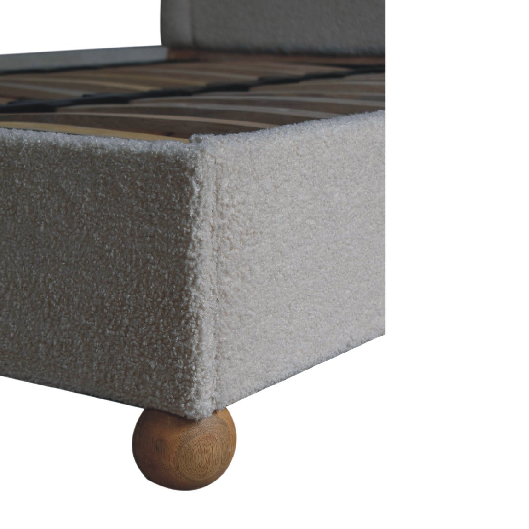 Cream Boucle Double Bed-6