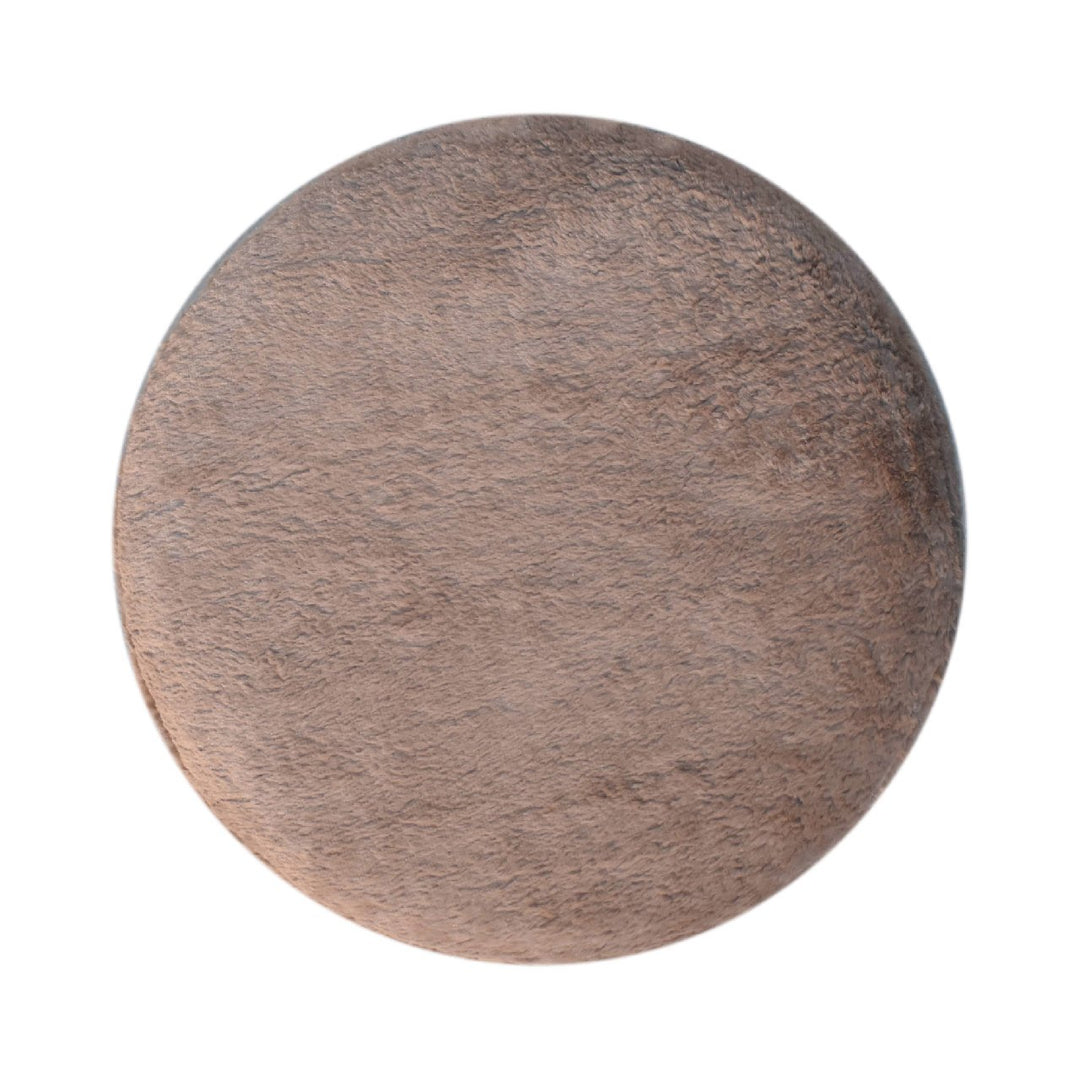 Mocha Faux Fur Round Footstool-8