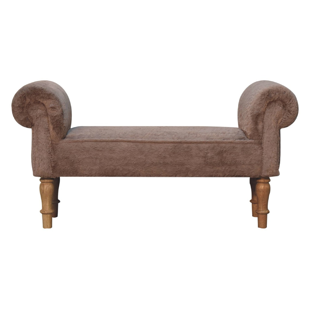 Mocha Faux Fur Bedroom Bench-0