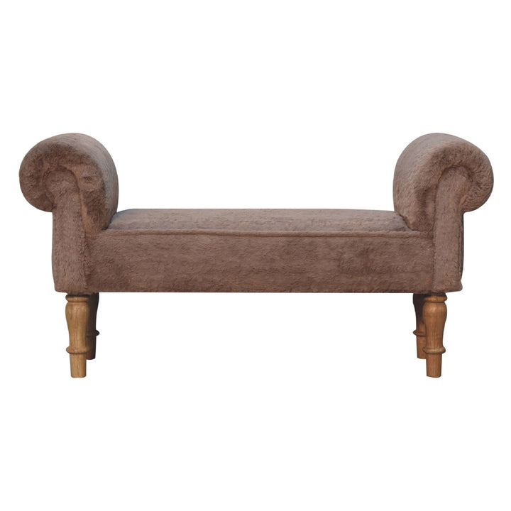 Mocha Faux Fur Bedroom Bench-0