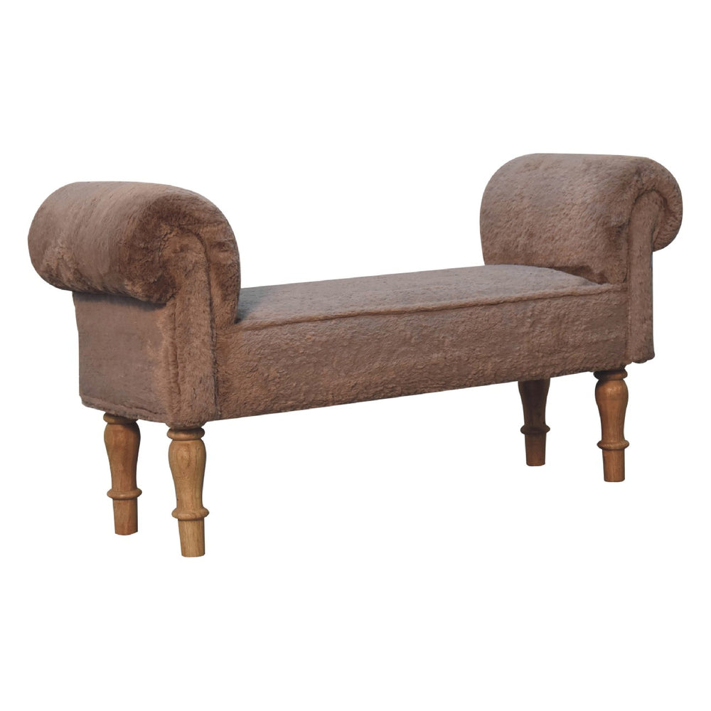 Mocha Faux Fur Bedroom Bench-1