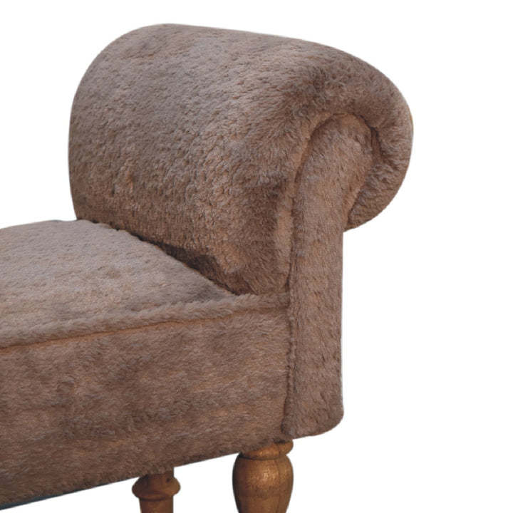 Mocha Faux Fur Bedroom Bench-4