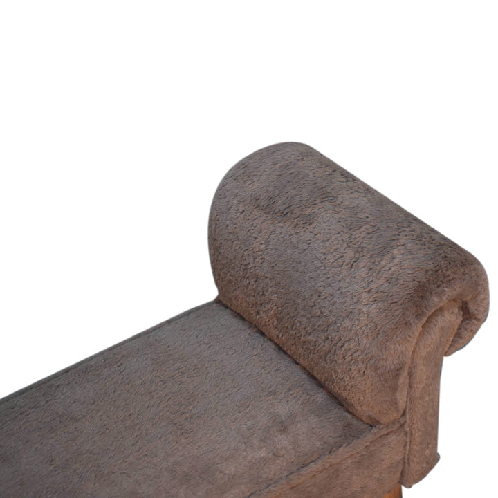 Mocha Faux Fur Bedroom Bench-5