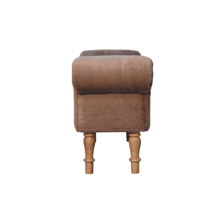 Mocha Faux Fur Bedroom Bench-8