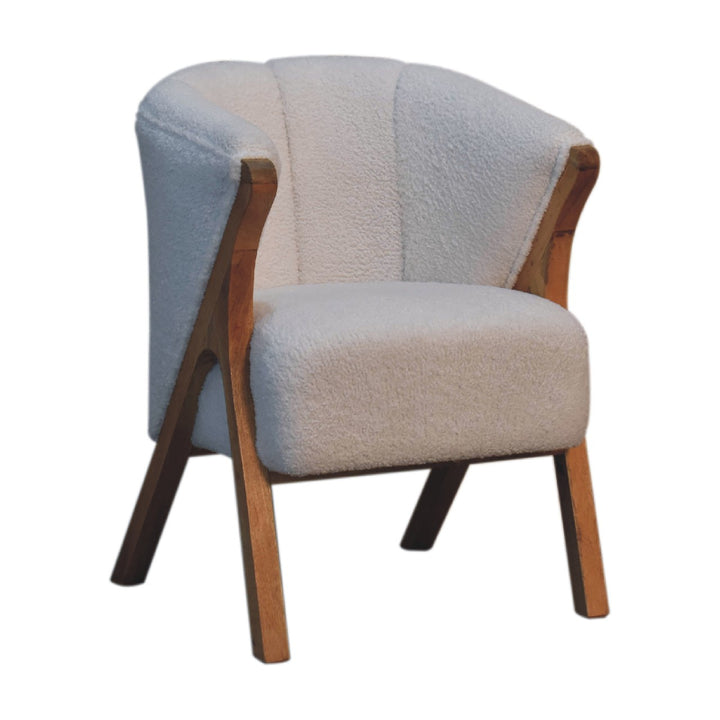 White Boucle Minimalistic Chair-2