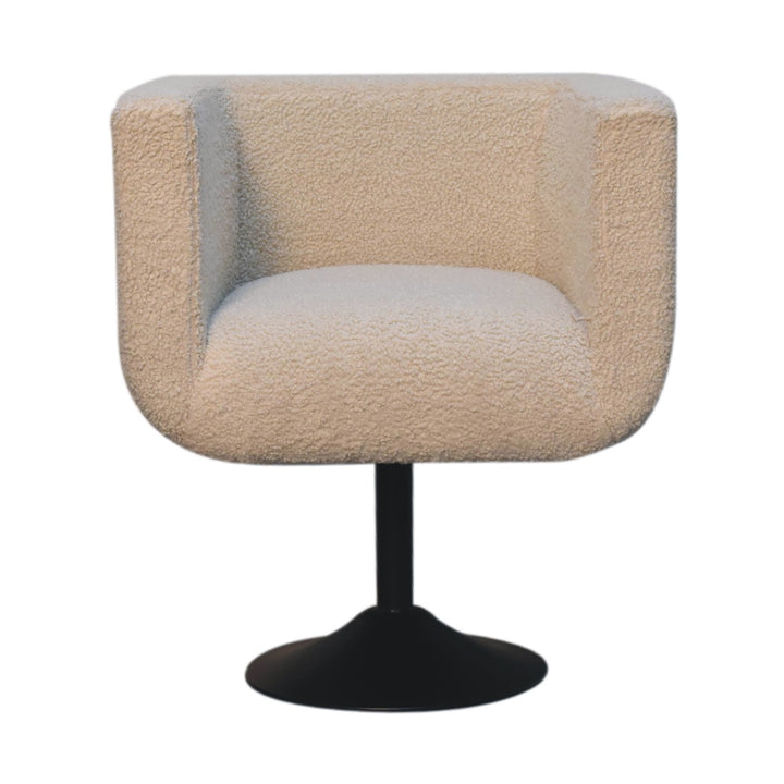 Cream Boucle Swivel Chair-0