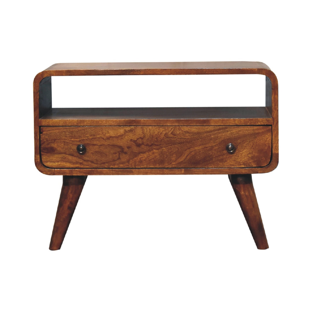 Mini Chestnut Curved Media Unit-0