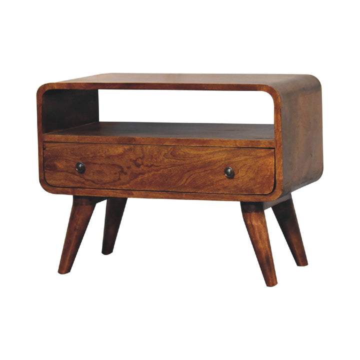 Mini Chestnut Curved Media Unit-2