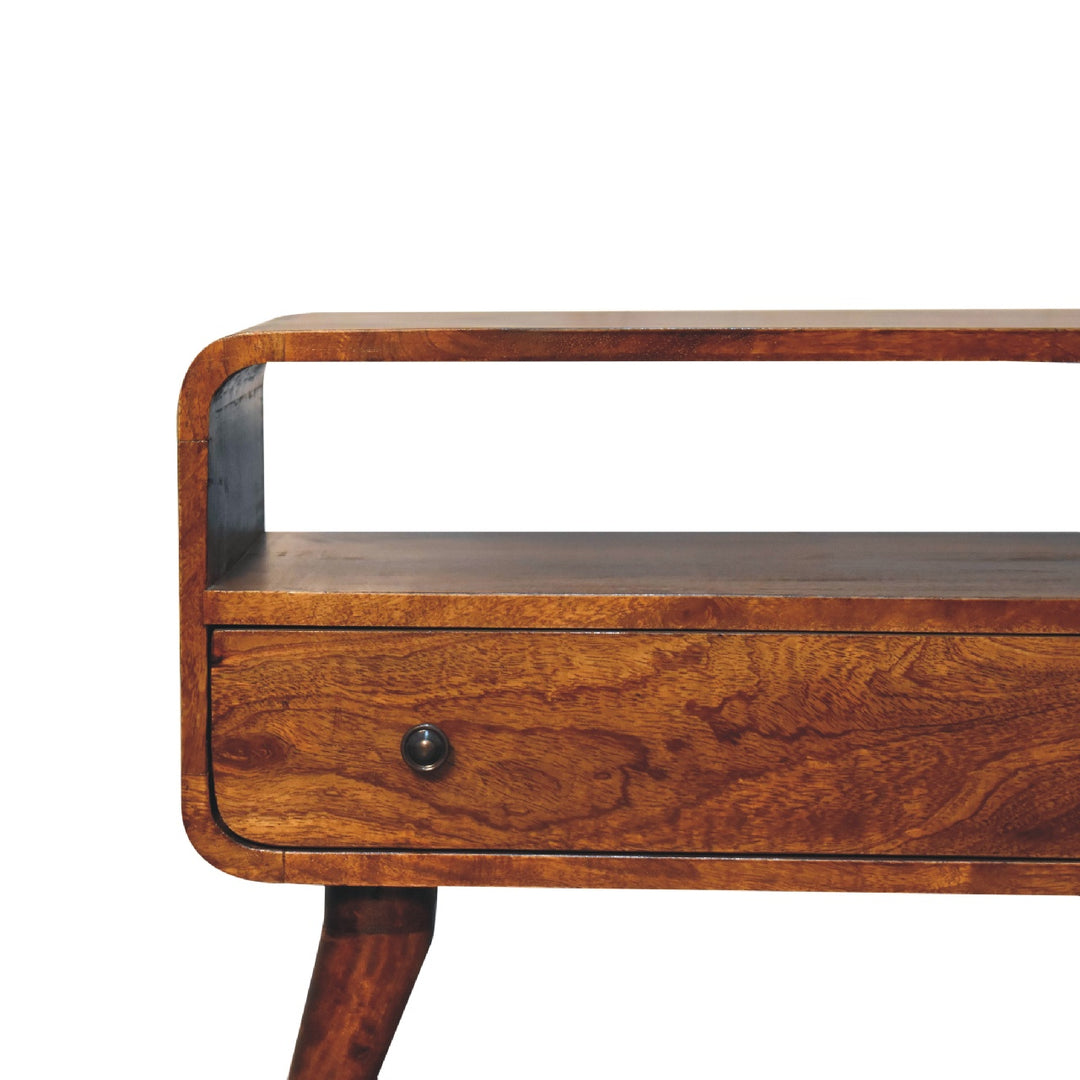 Mini Chestnut Curved Media Unit-3