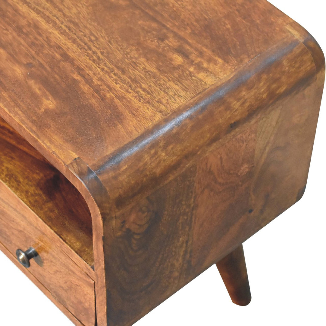 Mini Chestnut Curved Media Unit-4