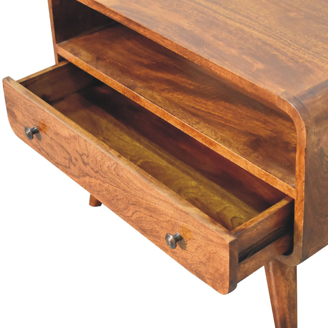 Mini Chestnut Curved Media Unit-5