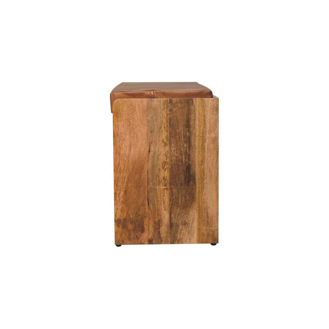 Buffalo Hide Oak-ish Shoe Storage Bench-8