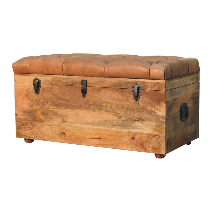 Buffalo Hide Oak-ish Storage Trunk-2