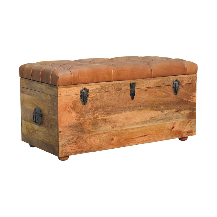 Buffalo Hide Oak-ish Storage Trunk-3