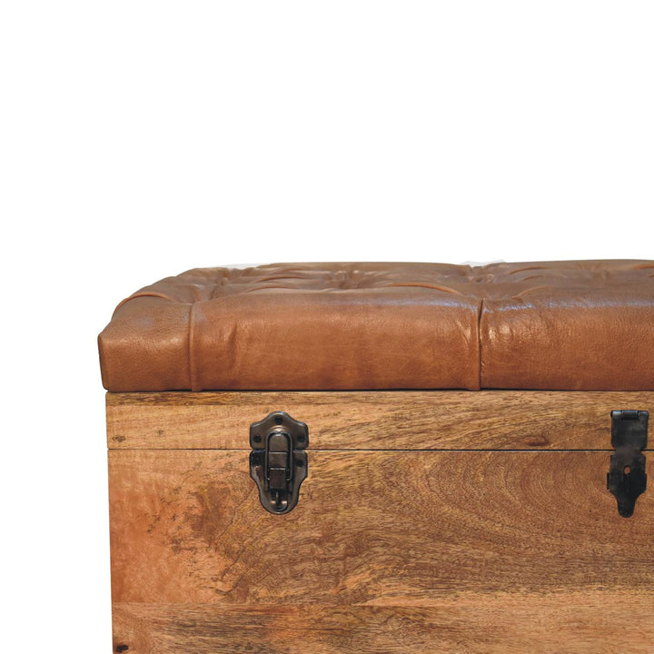 Buffalo Hide Oak-ish Storage Trunk-4