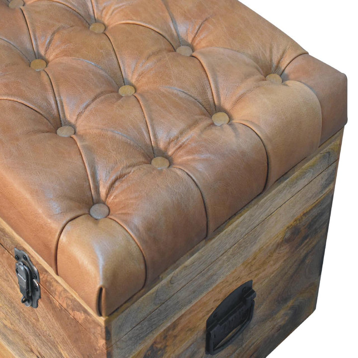 Buffalo Hide Oak-ish Storage Trunk-5