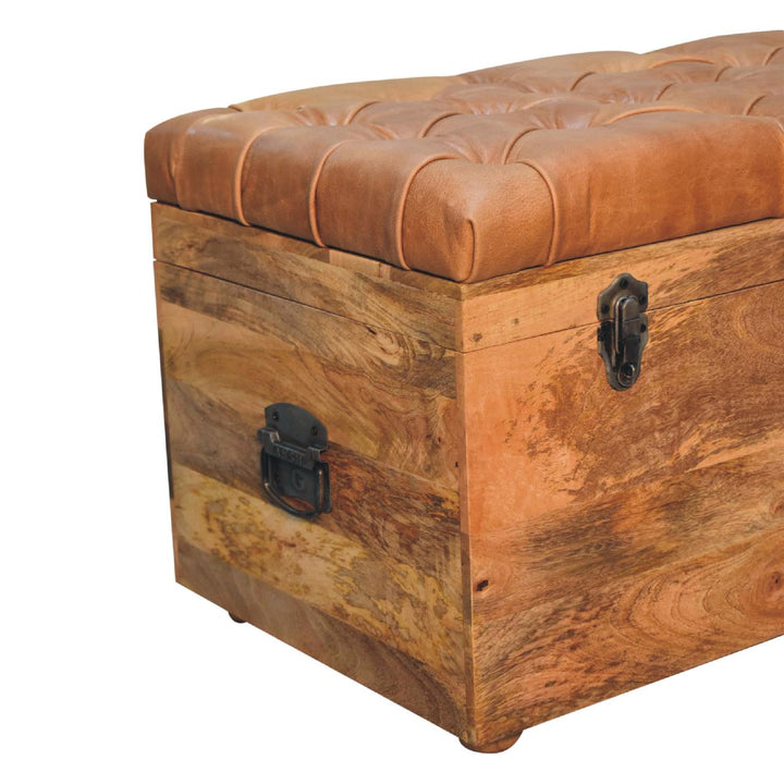 Buffalo Hide Oak-ish Storage Trunk-6