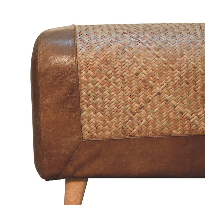 Large Seagrass Buffalo Hide Nordic Bench-5