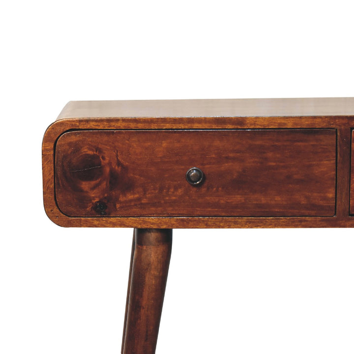 Chestnut Curved Hallway Table-4