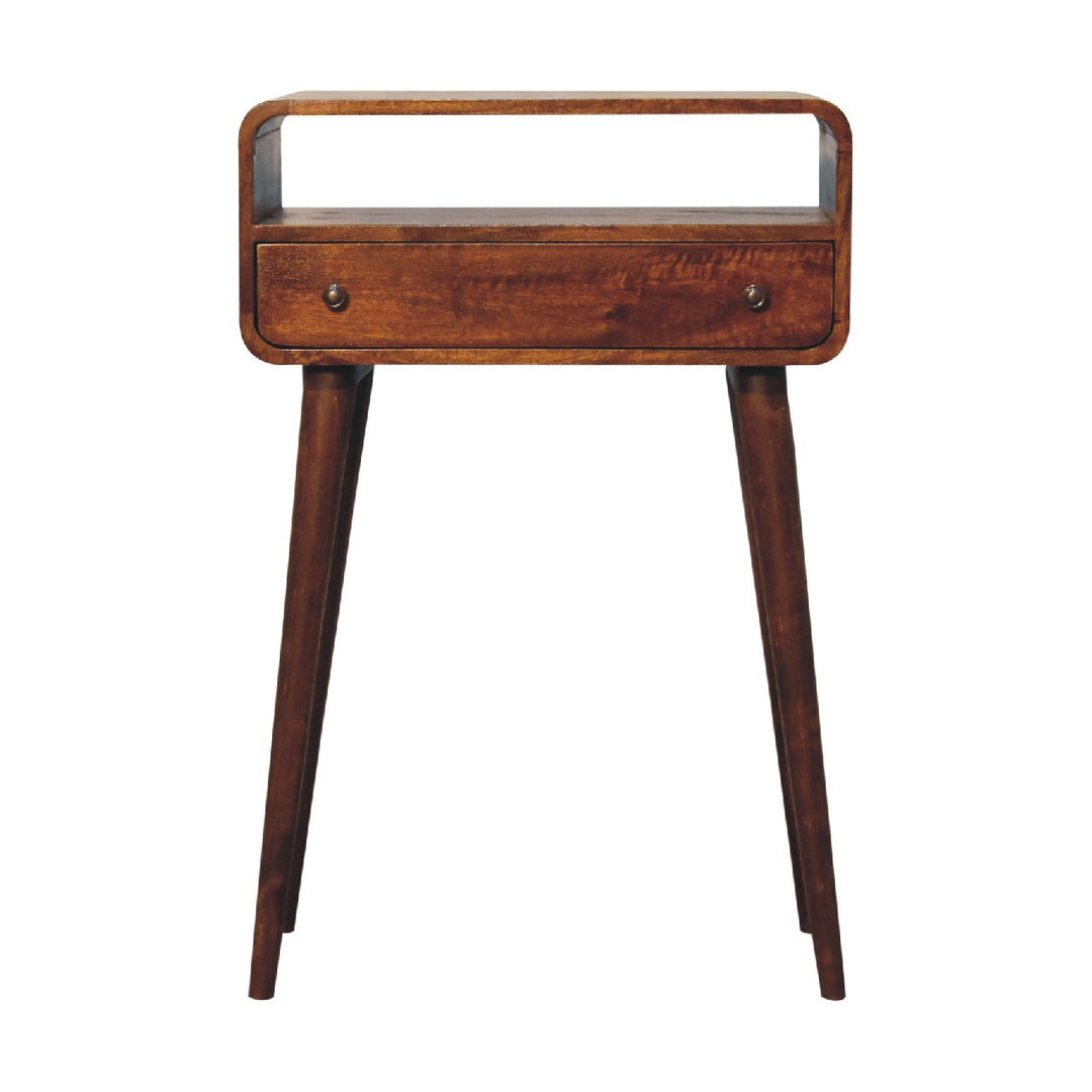 Chestnut Nordic Style One Drawer &amp; One Open Slot Console Table-1