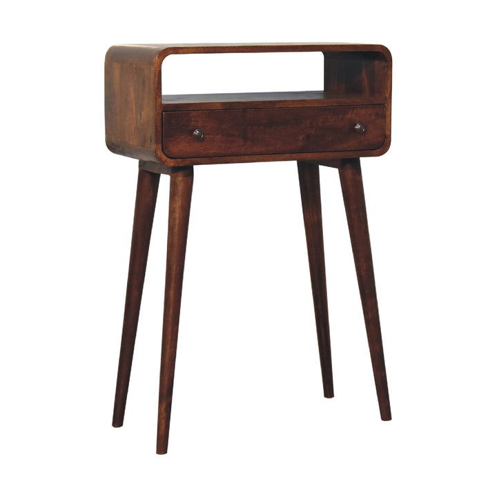 Chestnut Nordic Style One Drawer &amp; One Open Slot Console Table-2
