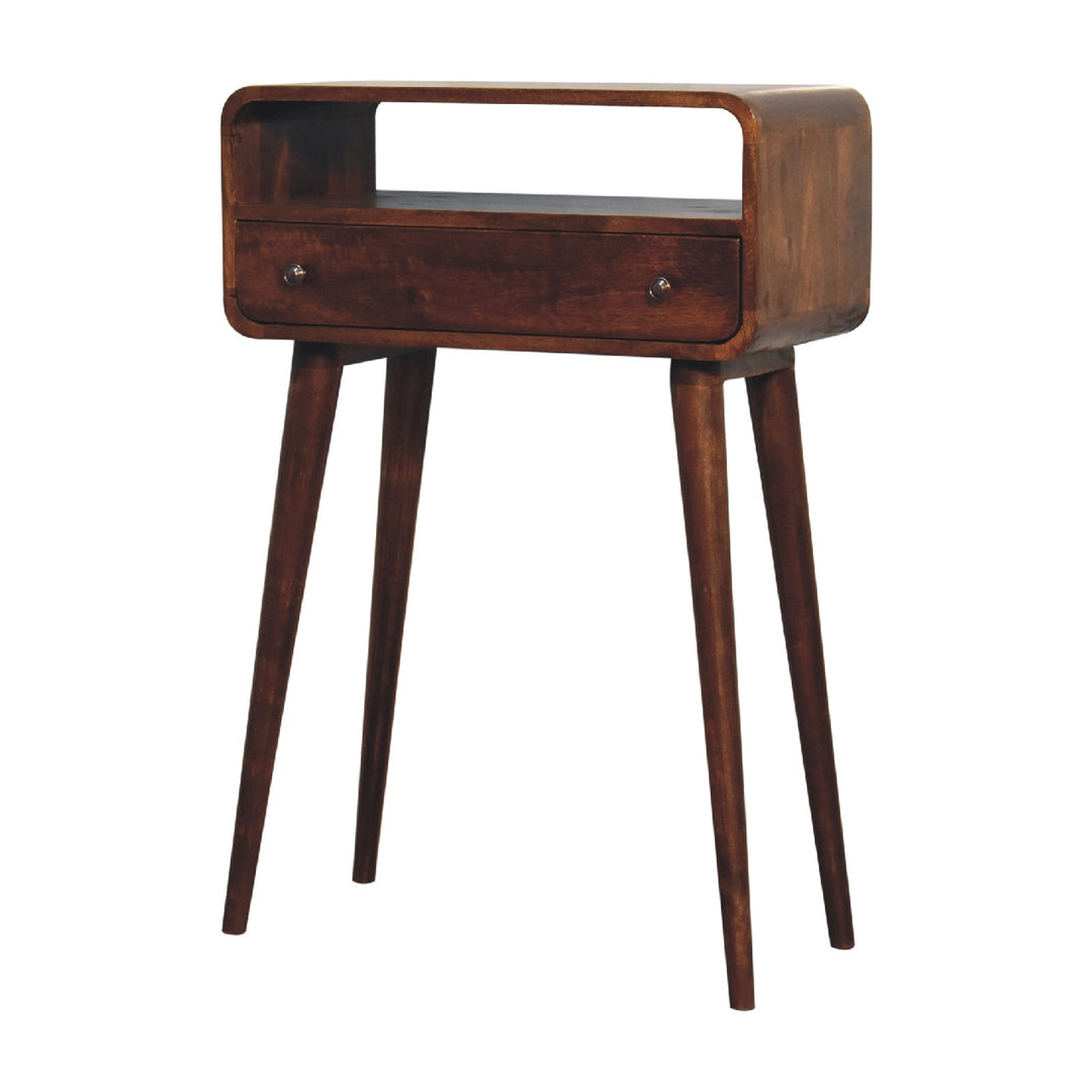 Chestnut Nordic Style One Drawer &amp; One Open Slot Console Table-3