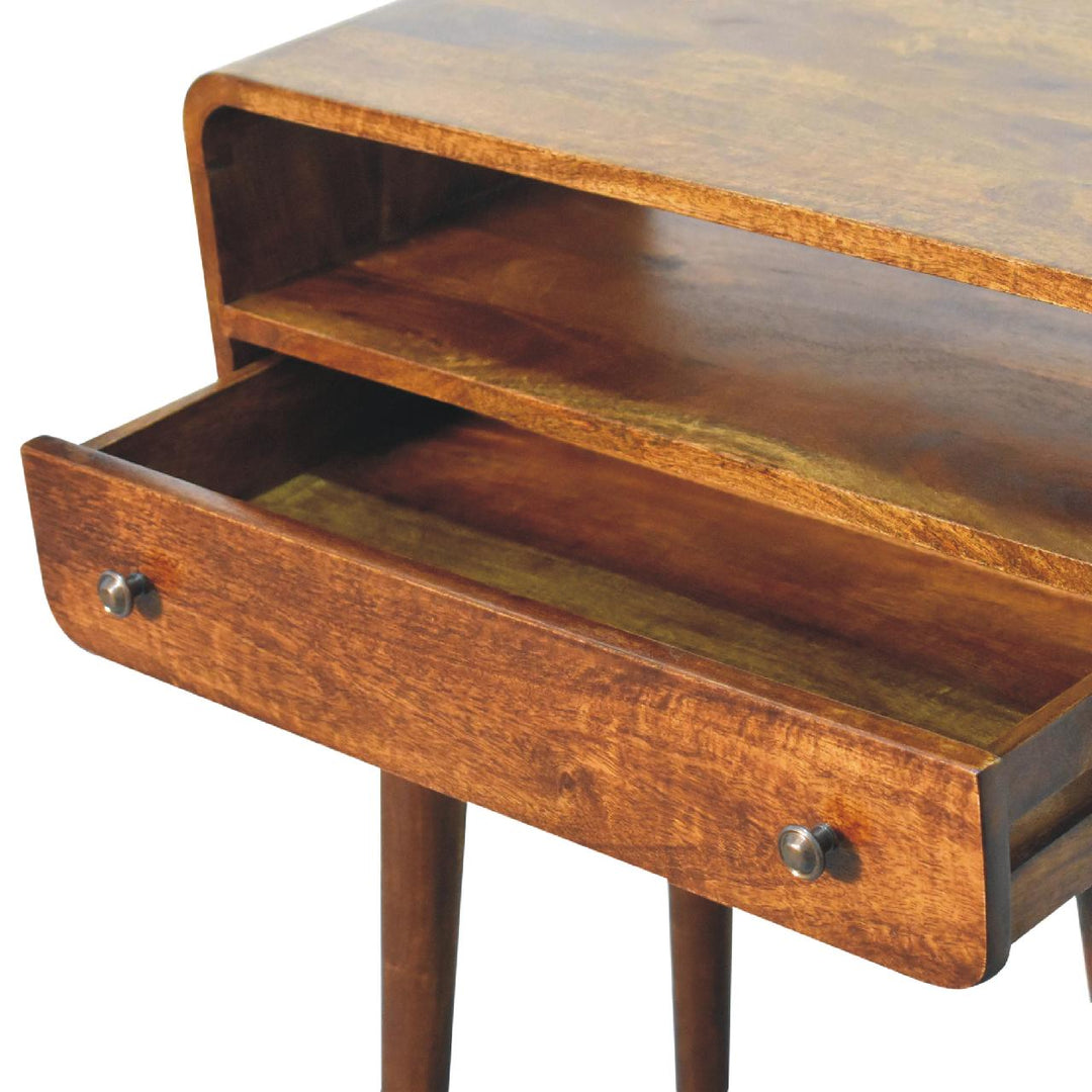 Chestnut Nordic Style One Drawer &amp; One Open Slot Console Table-6