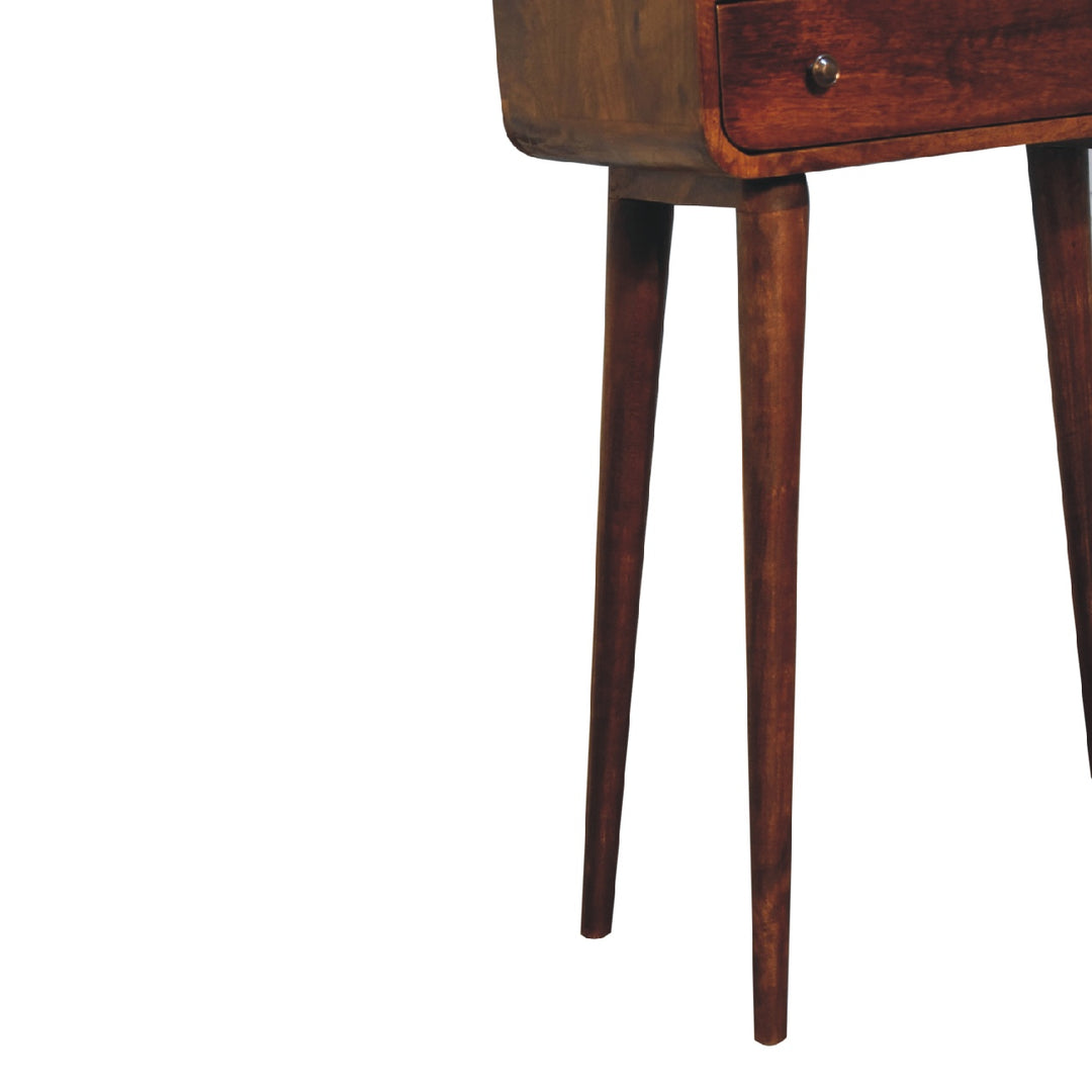 Chestnut Nordic Style One Drawer &amp; One Open Slot Console Table-7