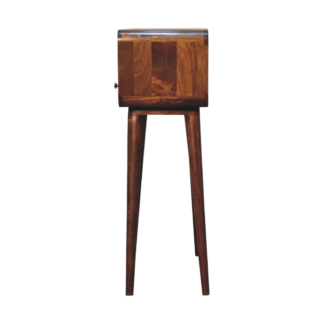 Chestnut Nordic Style One Drawer &amp; One Open Slot Console Table-8
