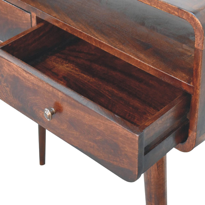 Curved Walnut Console Table-5