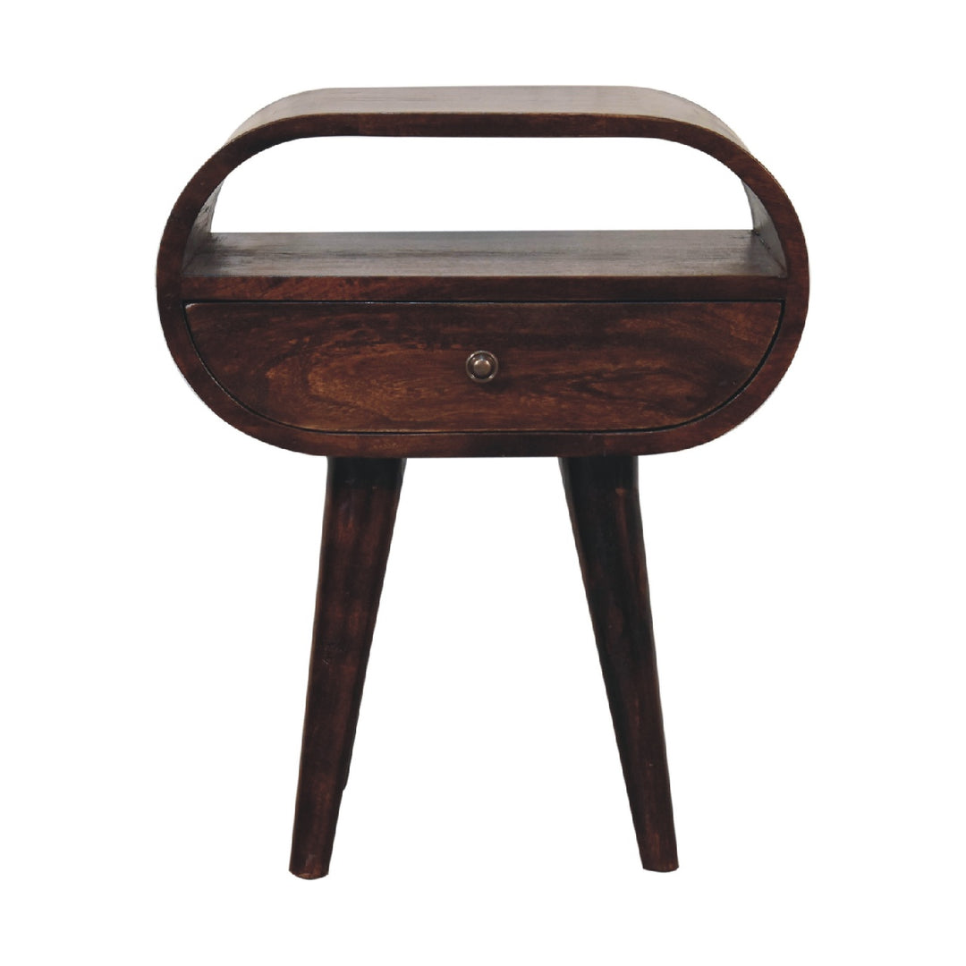 Walnut Circular nightstand with Open Slot-1