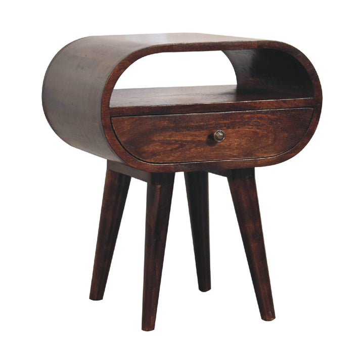Walnut Circular nightstand with Open Slot-3