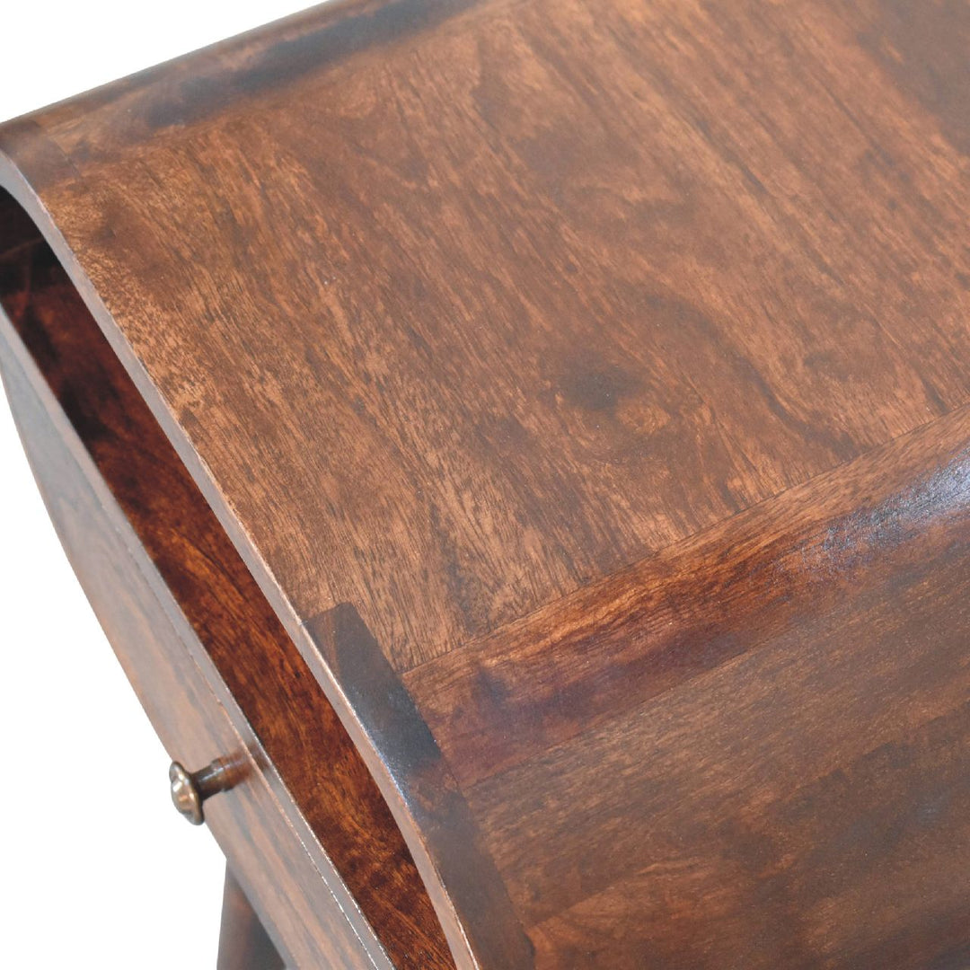 Walnut Circular nightstand with Open Slot-5