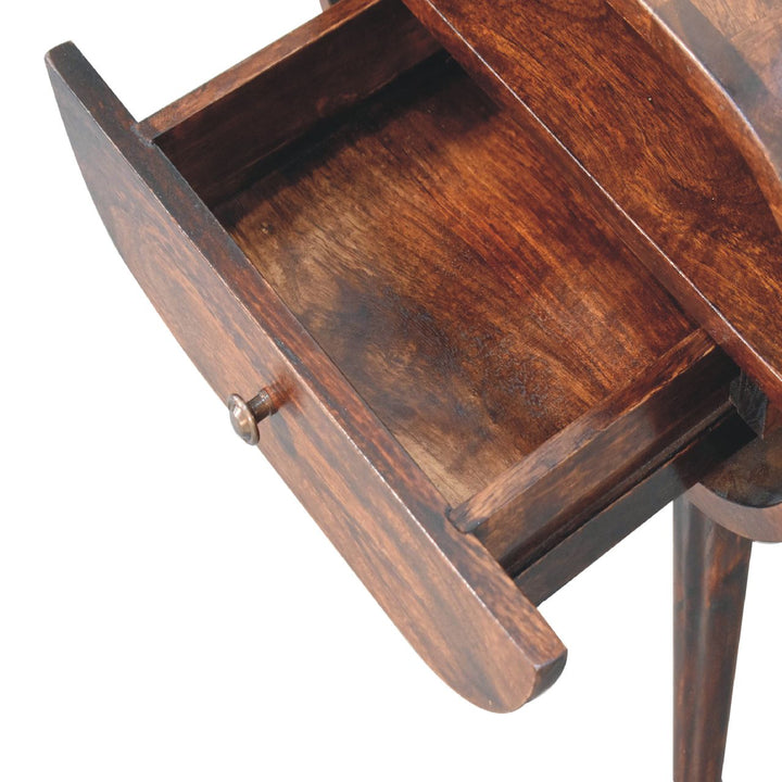 Walnut Circular nightstand with Open Slot-6