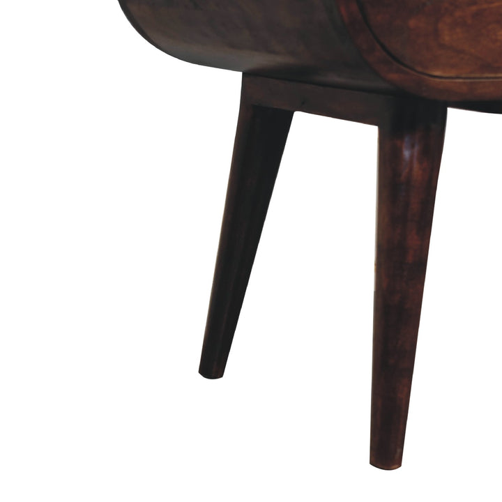 Walnut Circular nightstand with Open Slot-7