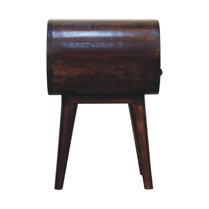 Walnut Circular nightstand with Open Slot-8