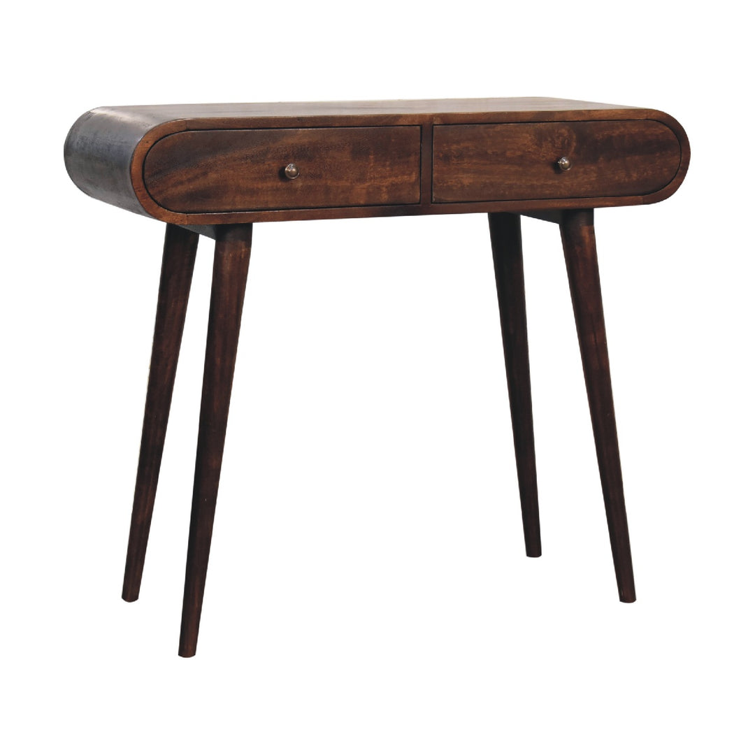 Walnut Curved Edge Console Table-4