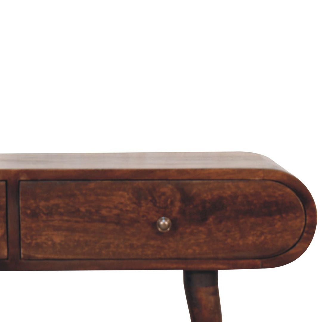 Walnut Curved Edge Console Table-5