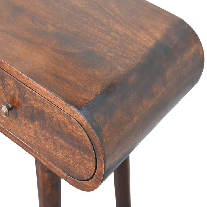 Walnut Curved Edge Console Table-6