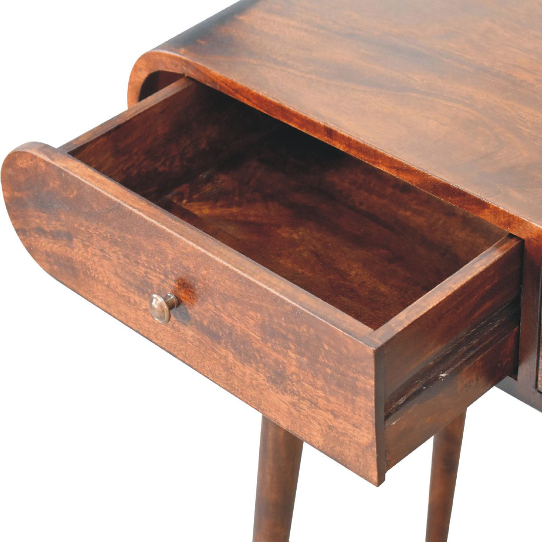 Walnut Curved Edge Console Table-7
