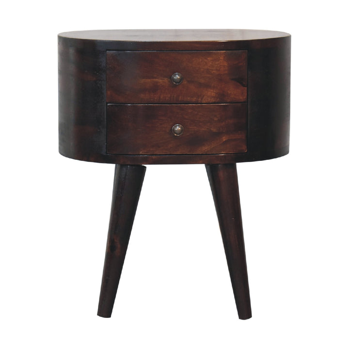 Walnut Rounded nightstand Table-0